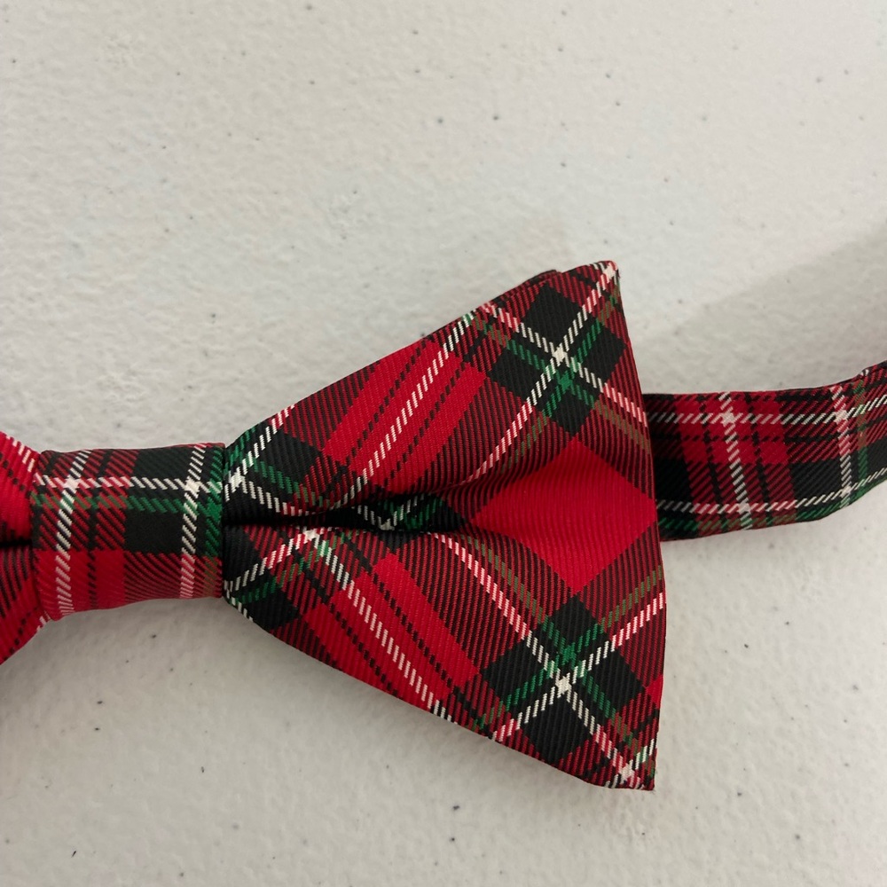 NWOT Noel Holiday Collection men’s red‎ green plaid bow tie matching formal set - Picture 4 of 4